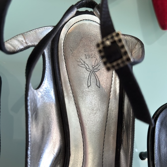 RODO Black Satin 2.5” Rhinestone Heels with feminine buckled strap (EU41) - Picture 4 of 4